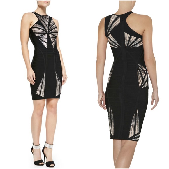 SOLD Herve Leger Halle Sequin Starburst Dress - Picture 2 of 7